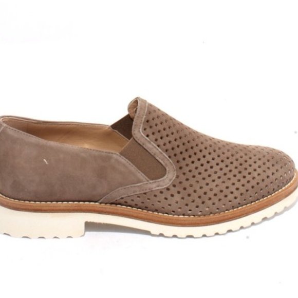 ITALIAN Brown Suede Elastic Slip On Flats Shoes - Picture 3 of 8